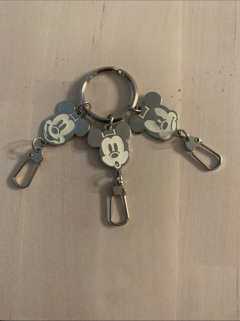 Disney Gray and Silver Mickey Mouse Key & Card Holder Charm Set